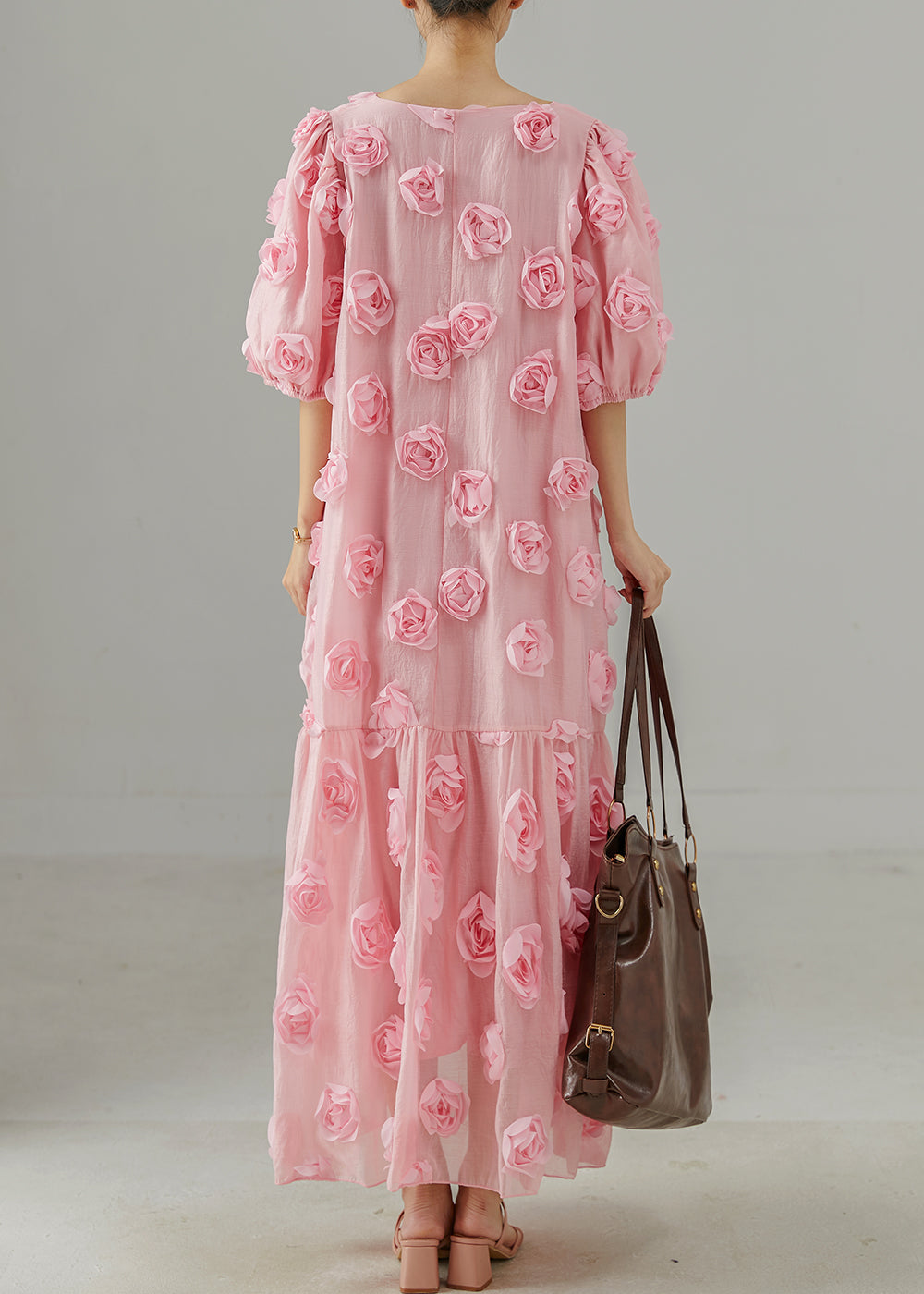 Pink Oversized Stereoscopic Cotton Party Dress Summer