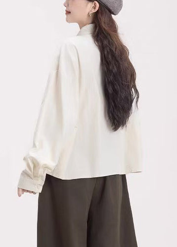 Organic Apricot Embroidered Cotton Shirt Tops Spring
