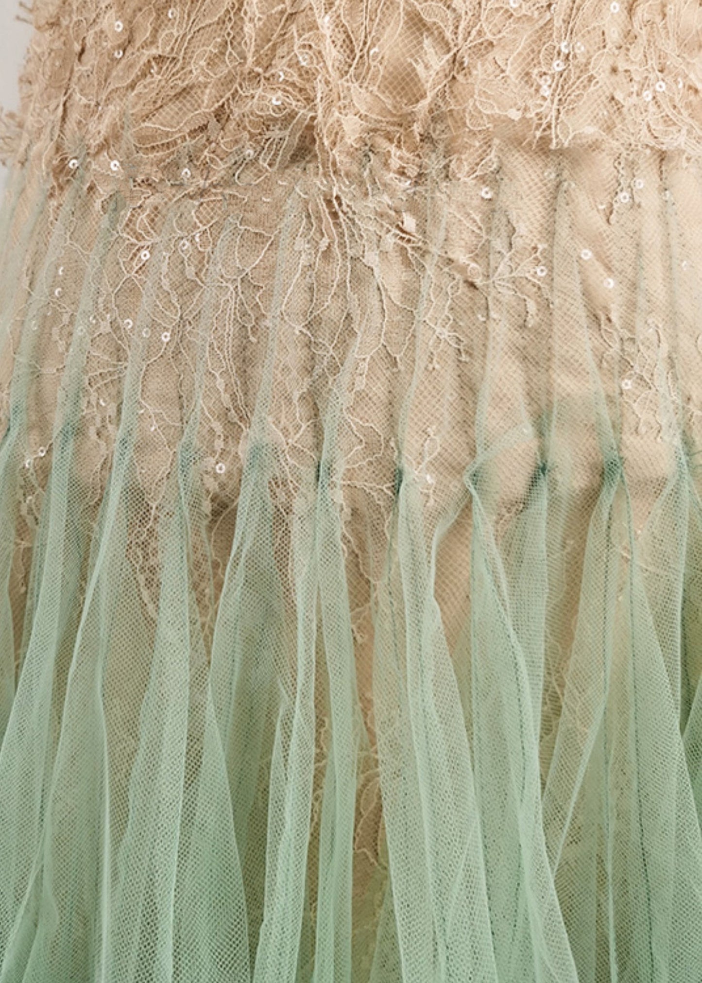 Green Backless Lace Patchwork Tulle Party Dress Summer