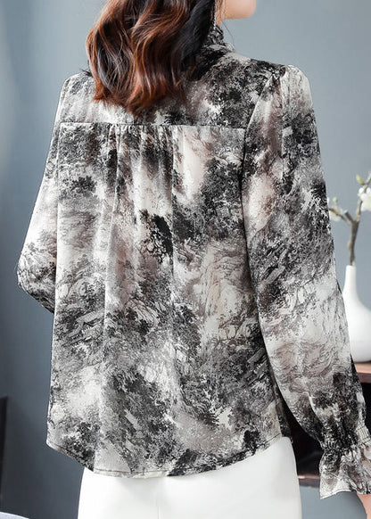 Ruffled Tie Dye Chiffon Shirt Spring