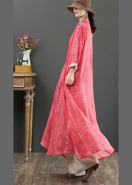 Organic V Neck Large Hem Spring Tunic Dress Red Loose Dress