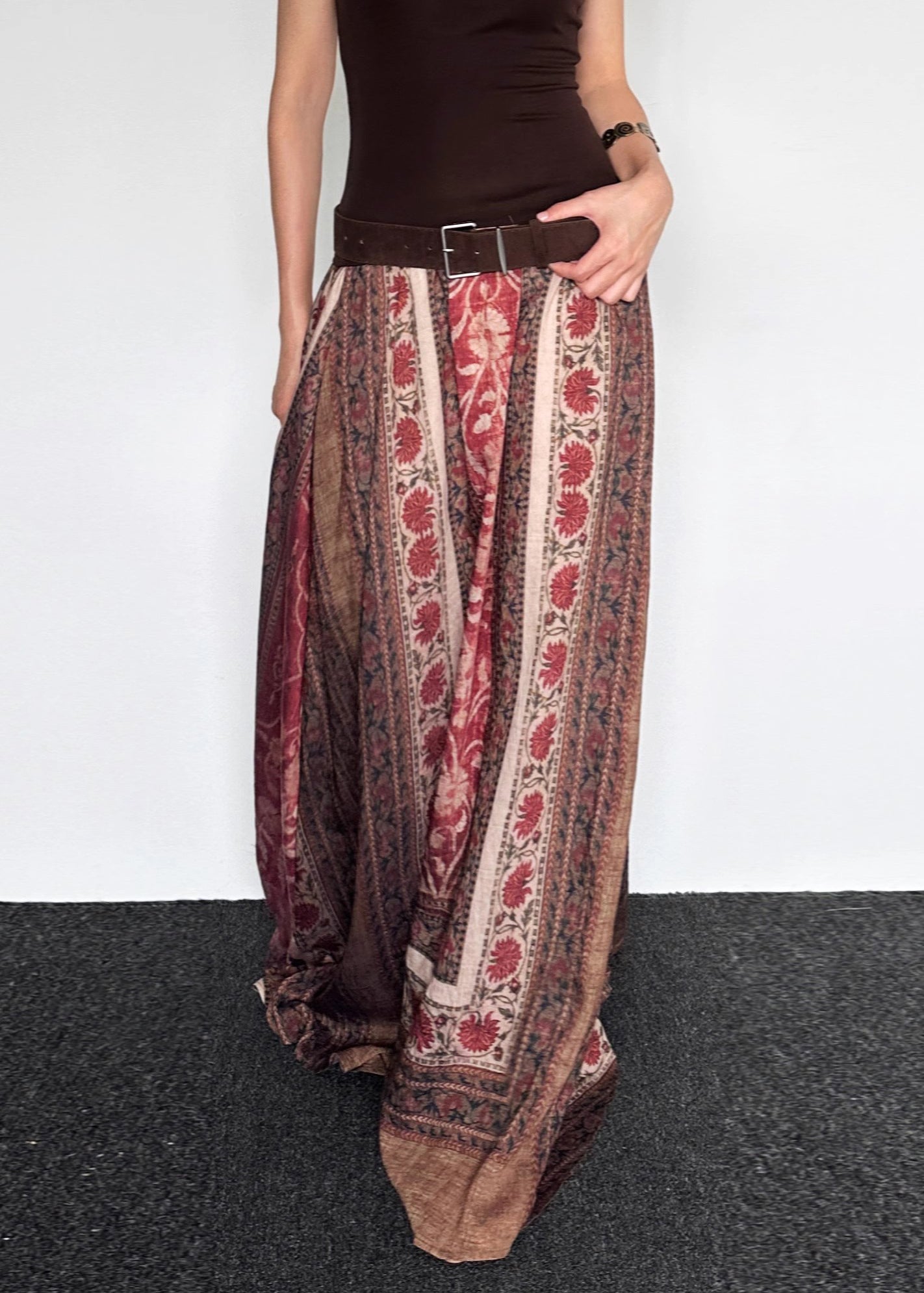 Print High Waist Cotton Maxi Skirts Summer
