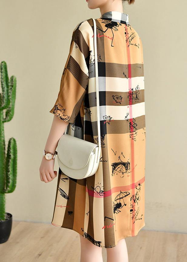 Fine Brown Striped Chiffon Summer Dress
