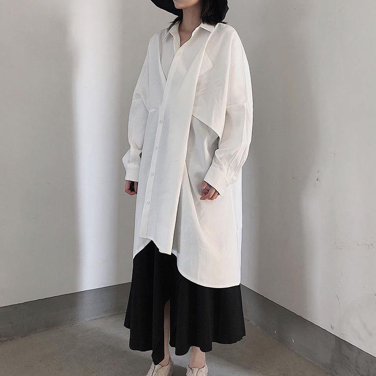 White Tunics for Stand Collar Hollow Out Maxi Spring Dresses