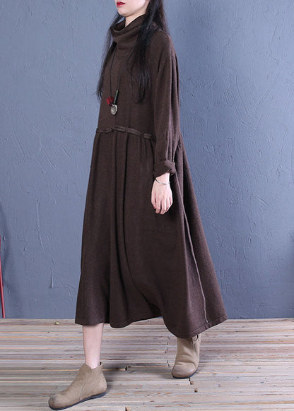 Chocolate Patchwork Knit Robe Dresses Spring