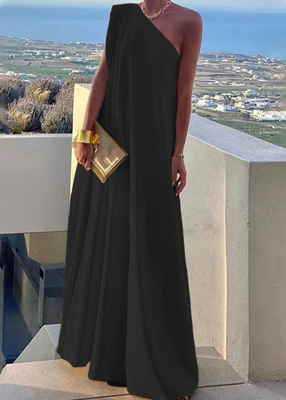 White One Shoulder Cotton Long Dress Summer