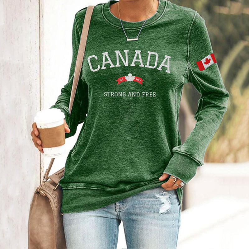 Comstylish Women's Canada Strong And Free Print Sweatshirt