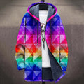 Rainbow Colors Gradient Art Pattern Plush Thick Long-Sleeved Sweater Coat Cardigan elevenforest