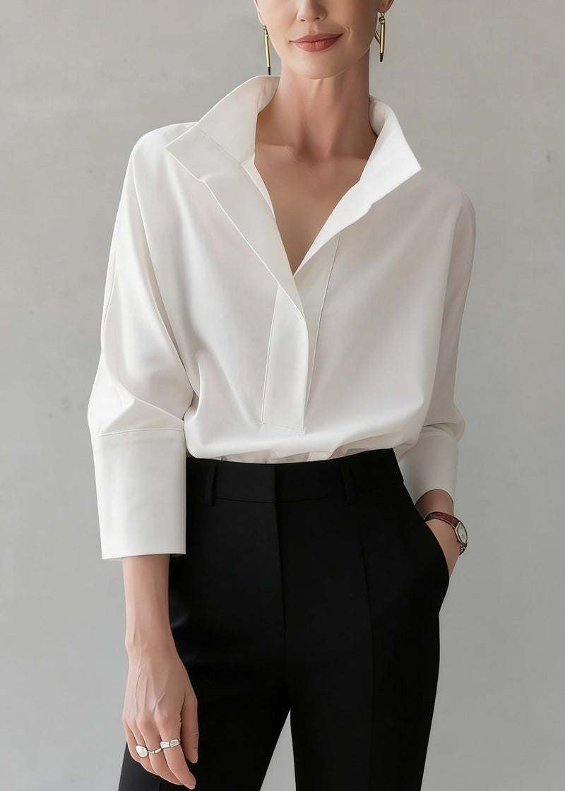 Unique White Peter Pan Collar Cotton Shirt Tops Summer