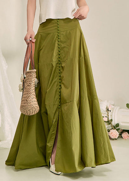 Green Patchwork High Waist a Line Skirt Fall