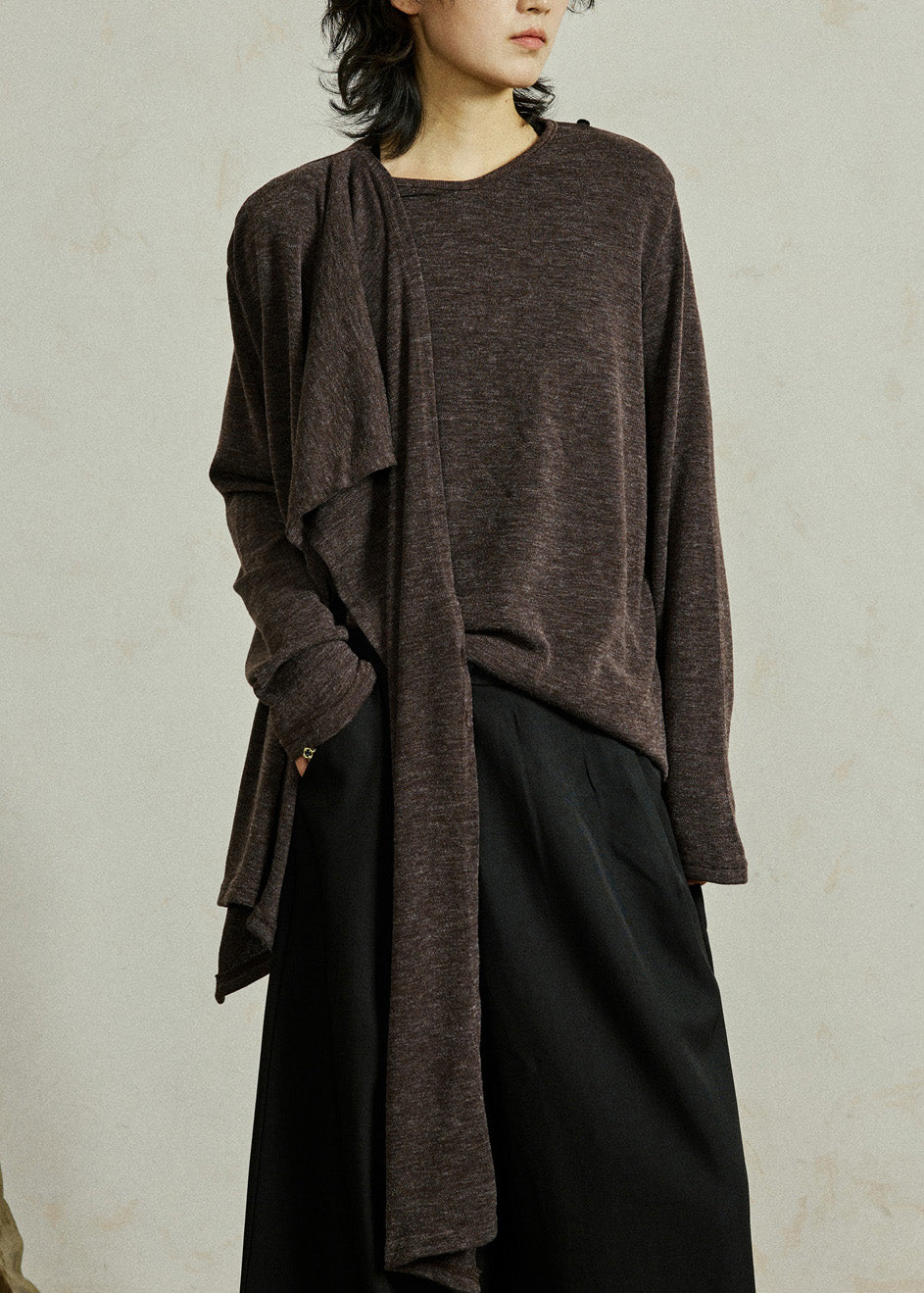 Coffee O-neck Cozy Cotton Top Fall