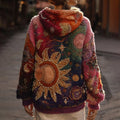 Comstylish Halloween Themed Star And Moon Pearl Embroidery Gradient Hoodie