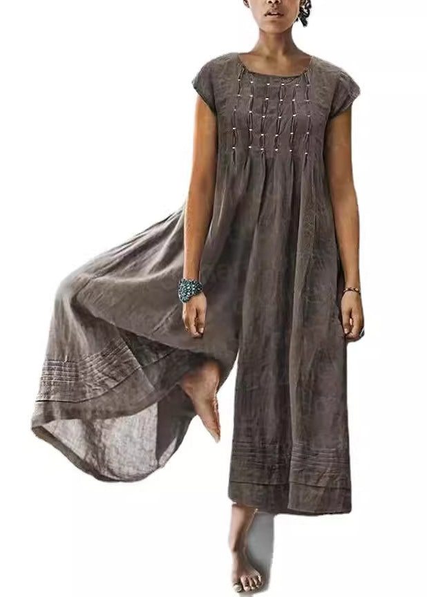 Dark Grey High Waist Cotton Jumpsuits Summer