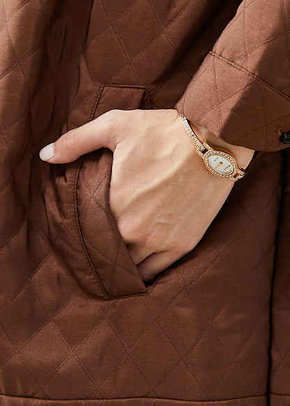 Brown Oversized Fine Cotton Filled Winter Coats