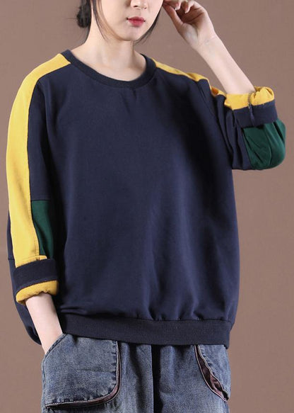 Modern Navy Patchwork Sweatshirt