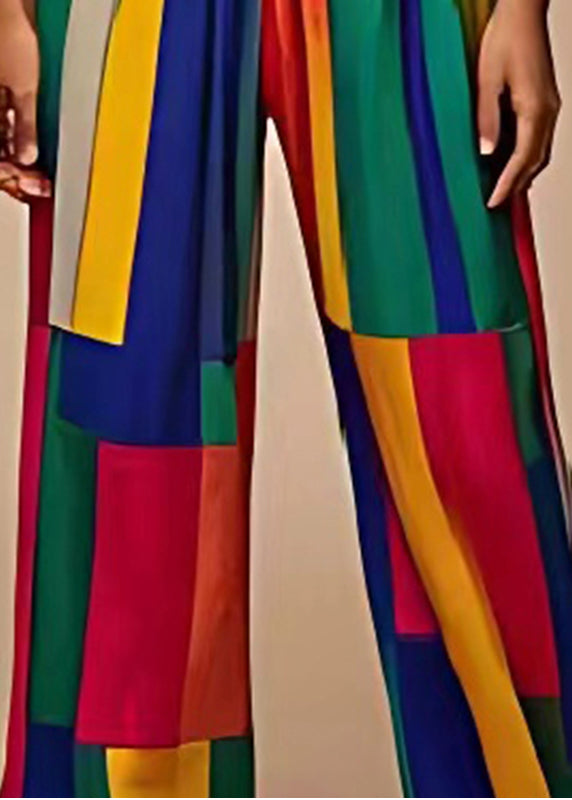 Colorblock Oversized Patchwork Chiffon Straight Pants Summer