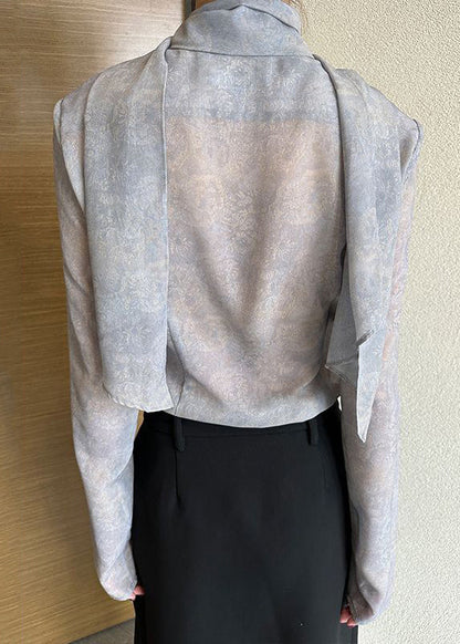 Brief Grey Neck Draping Top Spring
