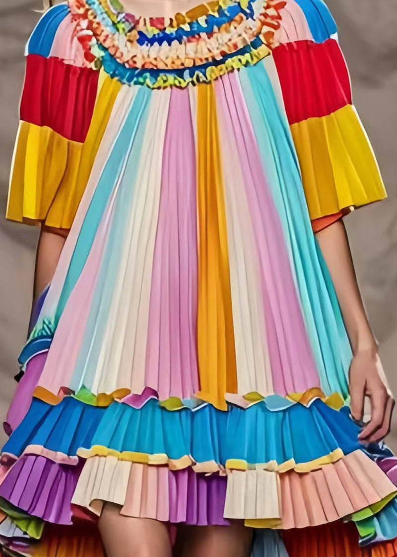 Rainbow Exra Large Hem Chiffon Tea Dresses Summer