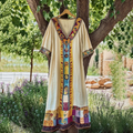 Vintage Patchwork Art Linen Short Sleeve Tank Dress artswardrobe