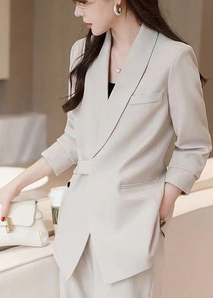 White Spandex Coats Asymmetrical Spring