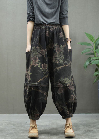 Blue Print Denim Lantern Trousers Spring