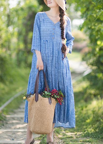 Summer Dress Design Blue Striped Dresses