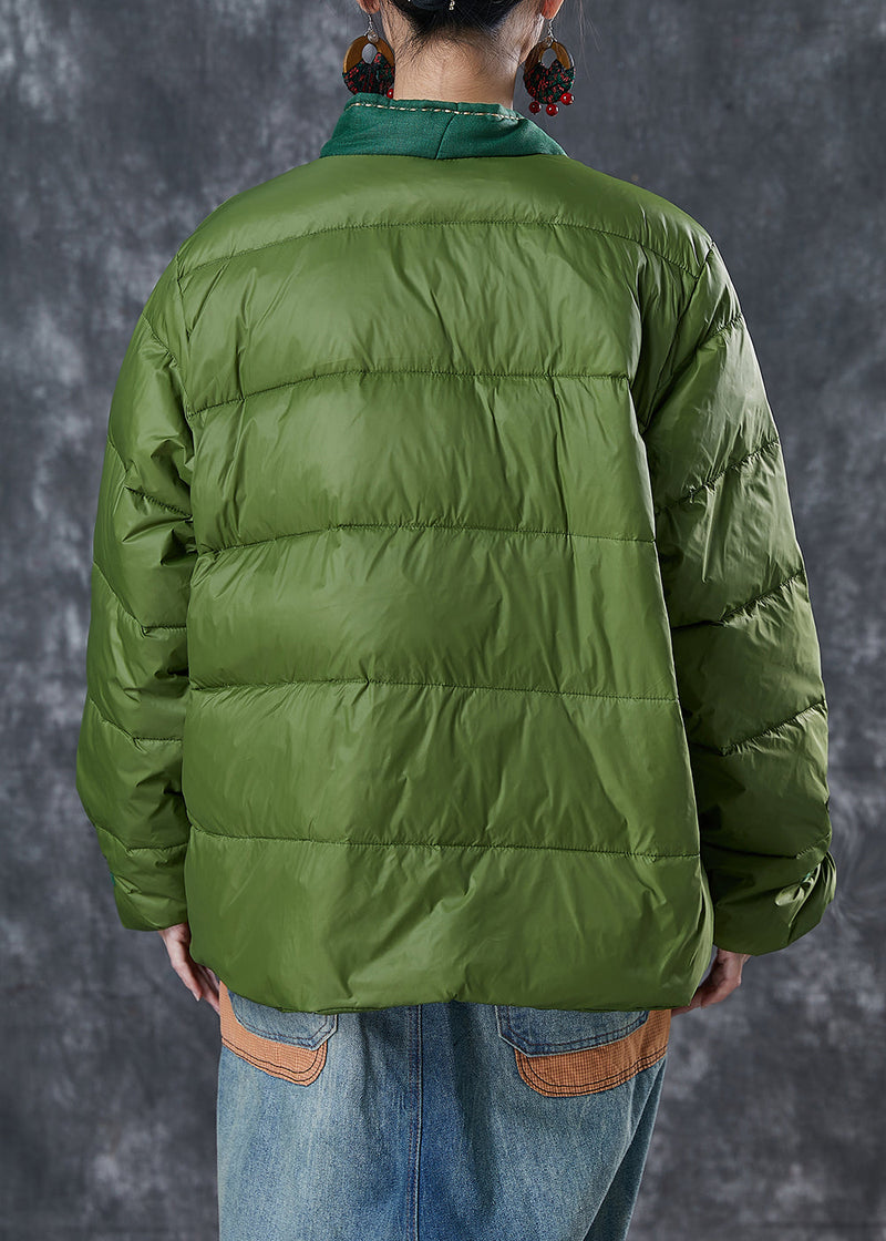 Green Patchwork Fine Cotton Filled Chinese Style Coats Chinese Button Winter