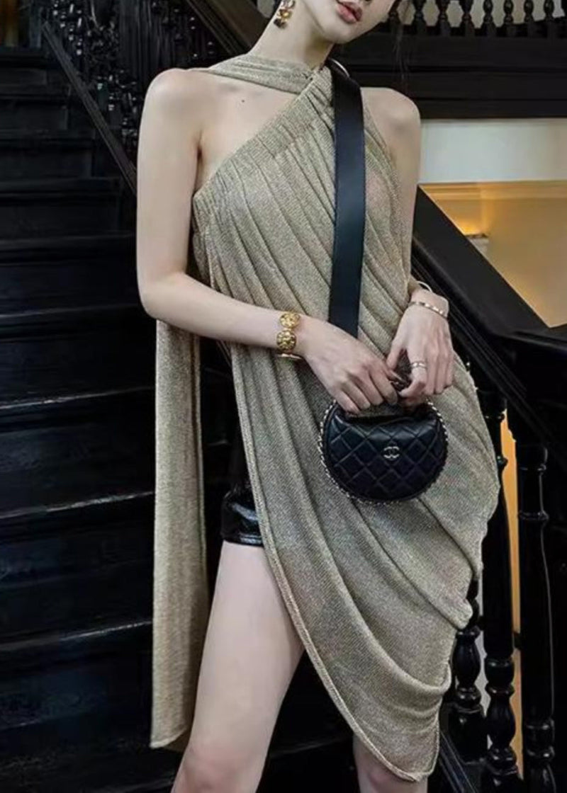 New Asymmetrical Wrinkled Side Open Tank Top Sleeveless