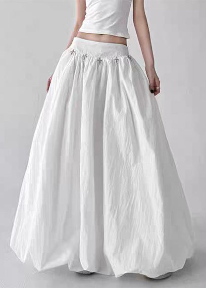 White Original Design Cotton a Line Skirts High Waist Fall