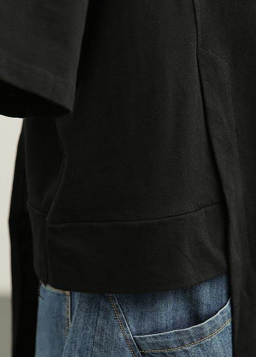 Black Asymmetrical Design Cotton Tee Summer