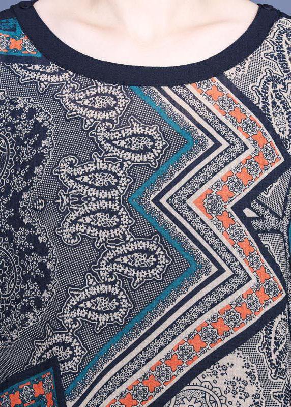 Modern Print Silk O-neck Short Sleeve Summer Mid Dress