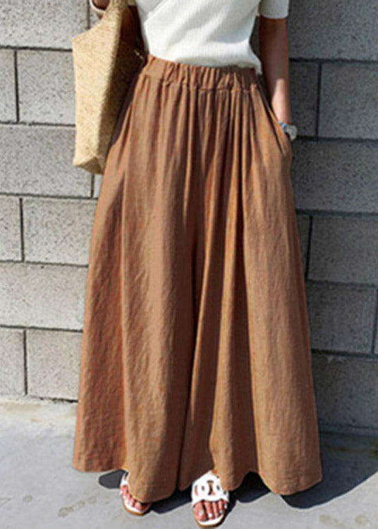 Light Green Elastic Waist Wide Leg Pants Summer
