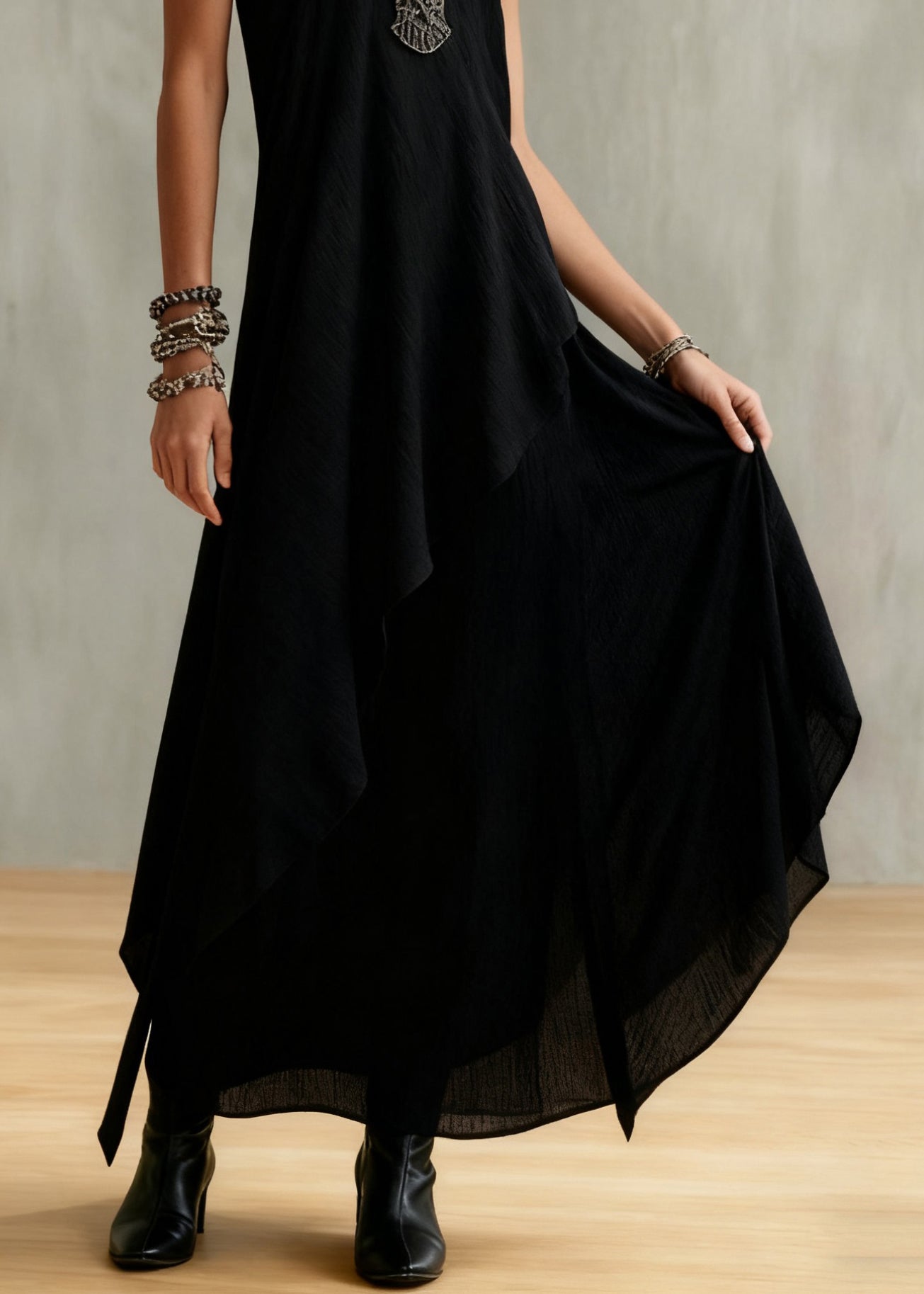 Original Coffee Asymmetrical Tops and Spaghetti Strap Dress Cotton Two Piece Set Sleeveless