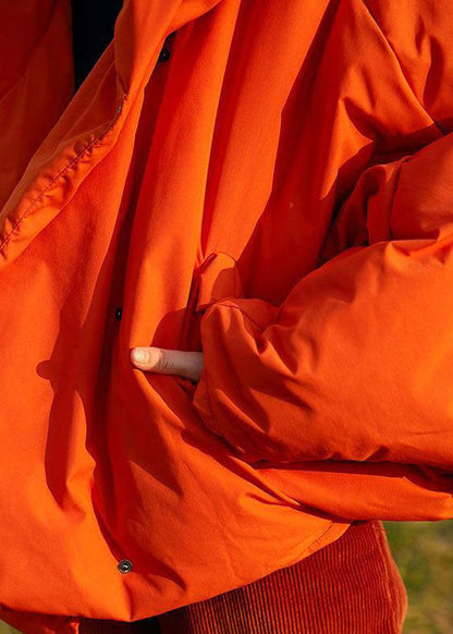 Diy Orange Hooded Oversized Color Duck Down Puffer Coat Batwing Sleeve