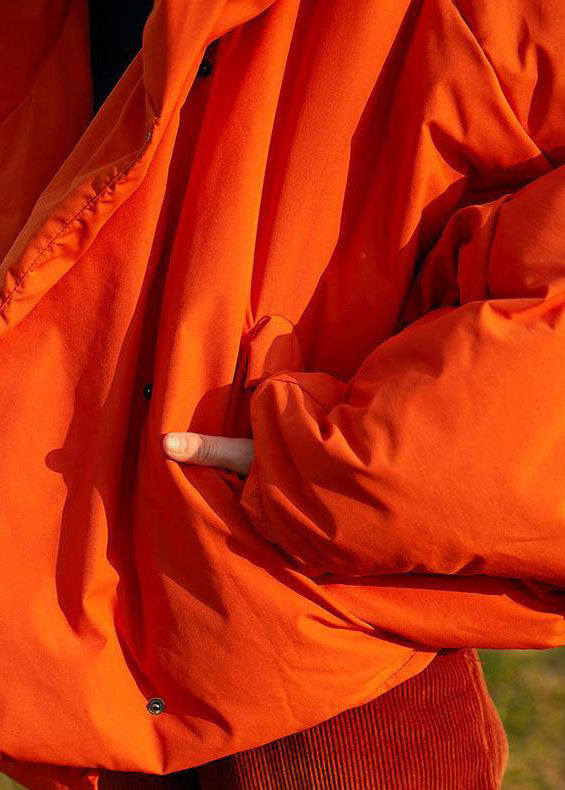 Diy Orange Hooded Oversized Color Duck Down Puffer Coat Batwing Sleeve