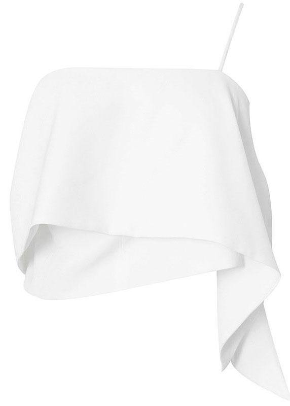White One Shoulder Chiffon Tank Summer