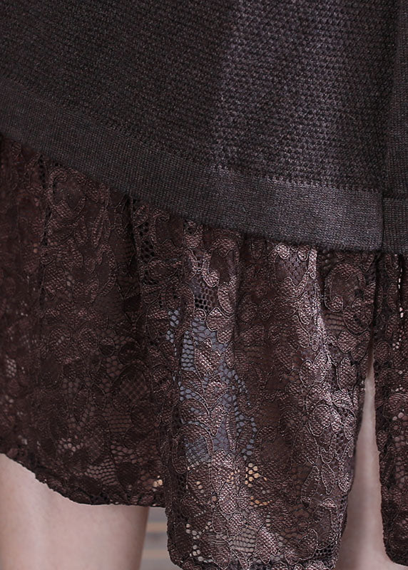 Diy Chocolate Lace Patchwork Knit Maxi Dresses Spring