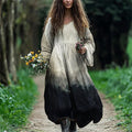 Classy Contrast Dyed Flowy Linen Maxi Dress artswardrobe