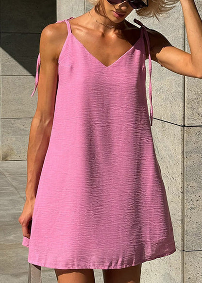 White Backless Lace Up Cotton Mini Dresses Summer