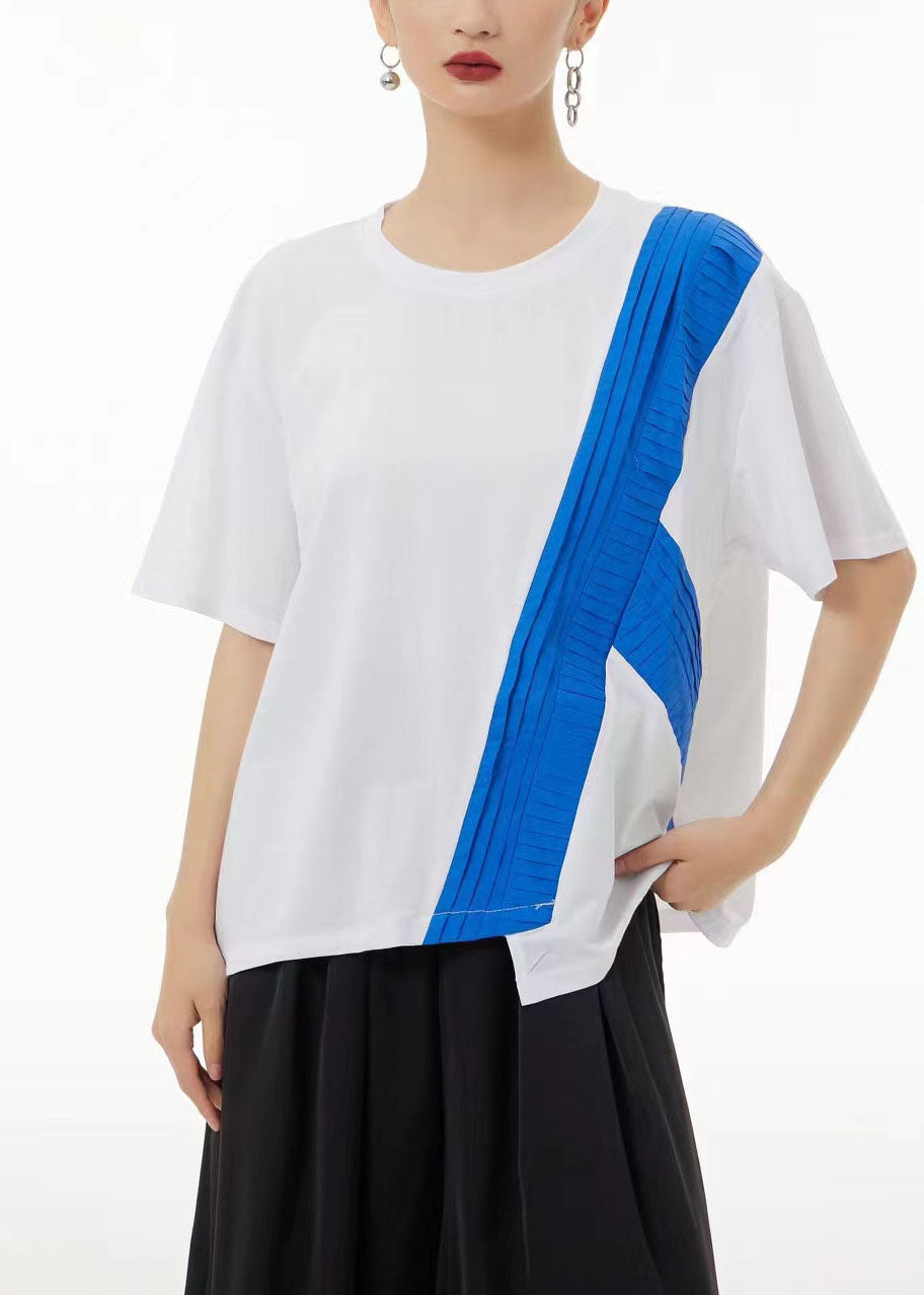 Colorblock Asymmetrical Patchwork Cotton Tanks Summer