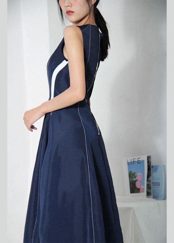 Navy Patchwork Sleeveless Party Dress Summer