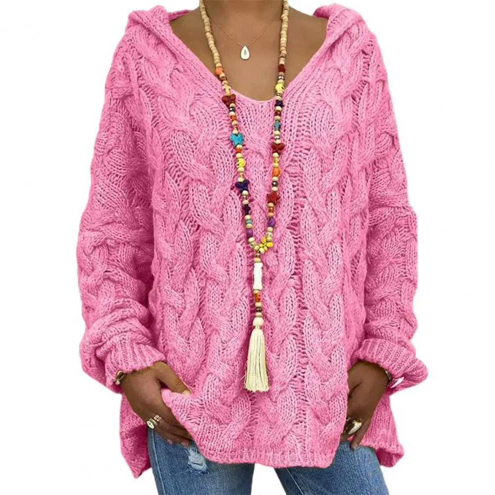 JO | Hooded sweater with V-neck