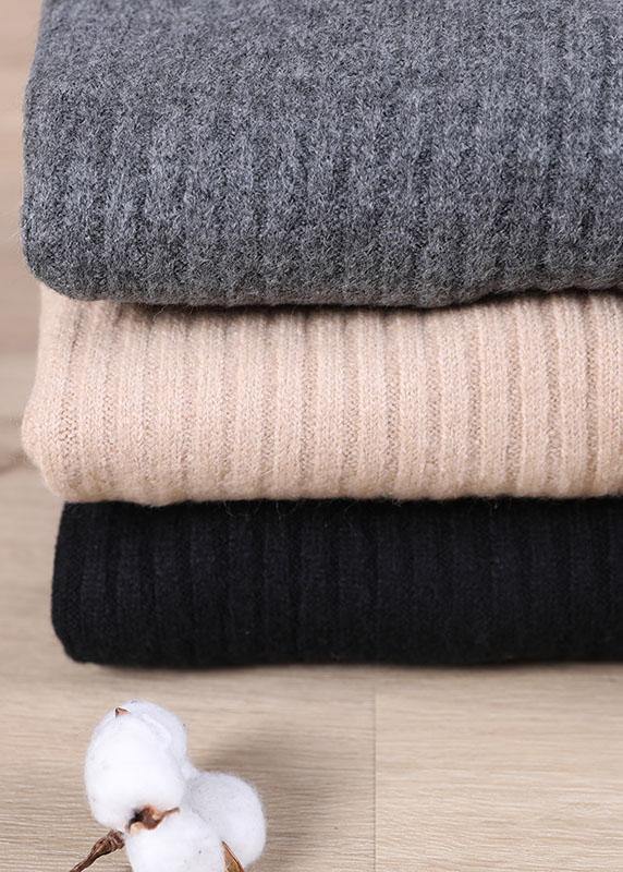 Black Pockets High Neck Fall Knit Top