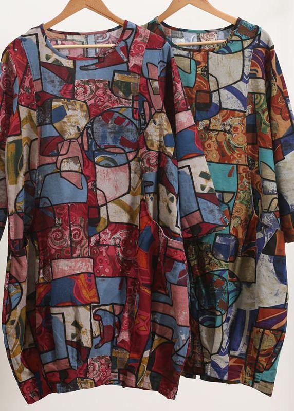 Blue Geometric Clothes O Neck Maxi Spring Dresses