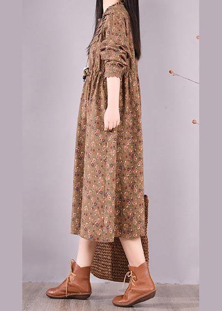 Unique Chocolate Print Wardrobes O Neck Patchwork Maxi Spring Dress