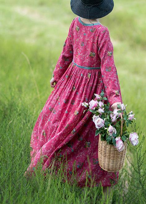 Style Patchwork Spring Quilting Dresses Red Print Dress
