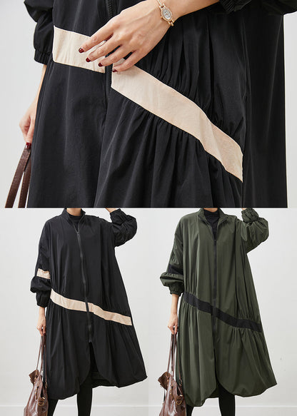 Black Oversized Patchwork Trench Coats Spring