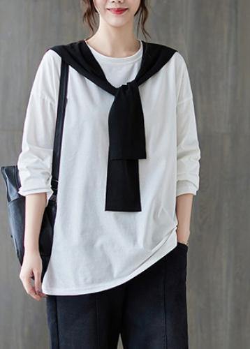 Classy White Shirts O Neck Side Open Loose Spring Blouse