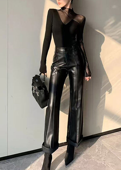 Black Asymmetrical Patchwork Hollow Out Tops Spring