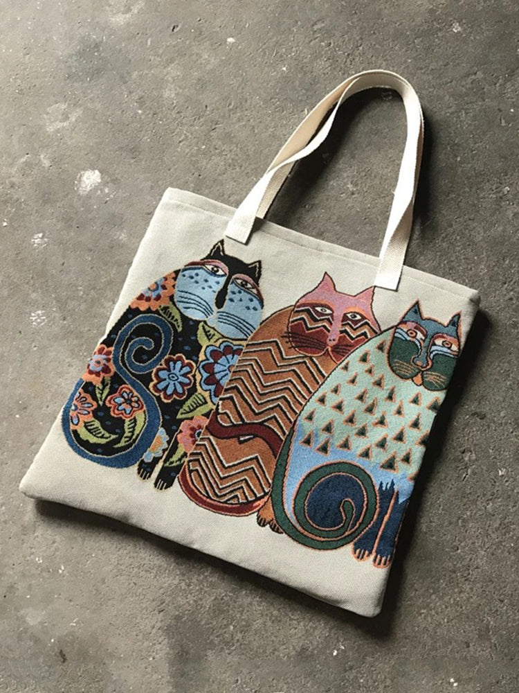 Lovely Cat Art Pattern Tote Bag elevenforest